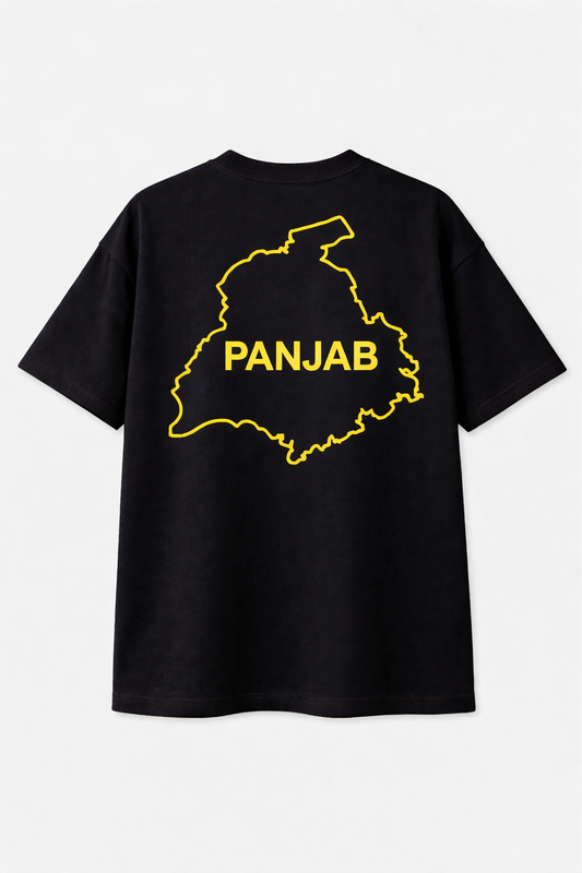 Punjab Map Black Oversized T-shirt